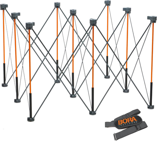 BORA Centipede CT9 36 inch Tall Portable Folding Workstand Workbench with Carry Strap, Collapsible, Construction Table, Support, Sawhorse, 4Ft X 4Ft, 36 inch Work Height, 3500lb Weight Capacity,Orange