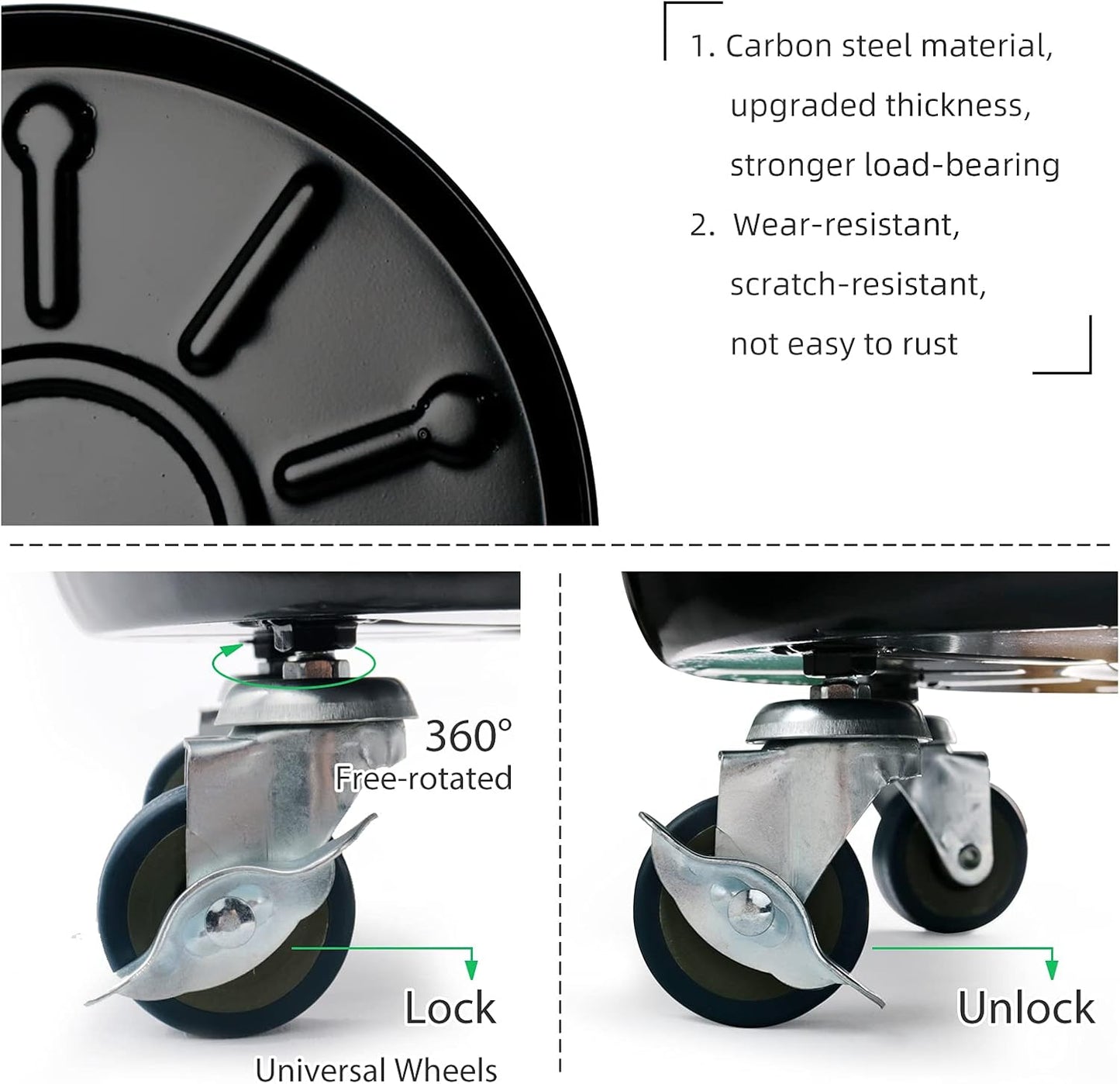 Choclaif Plant Caddy with Wheels,3 Pack Black Heavy Duty Plant Stand with Universal Wheels,Round Pot Trolley for Indoor Outdoor (14.48)