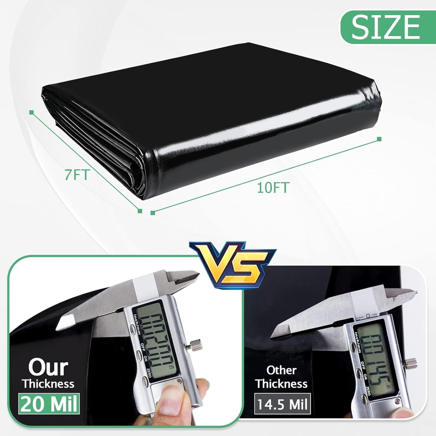 MYFAMIREA 7 FT x 10 FT Pond Liner, 20 Mil HDPE Pond Liner, Sun Resistant Preformed Easy Cutting Pond Liner Underlayment for Fish Koi Ponds, Garden Fountain, Waterfall Fish Pond