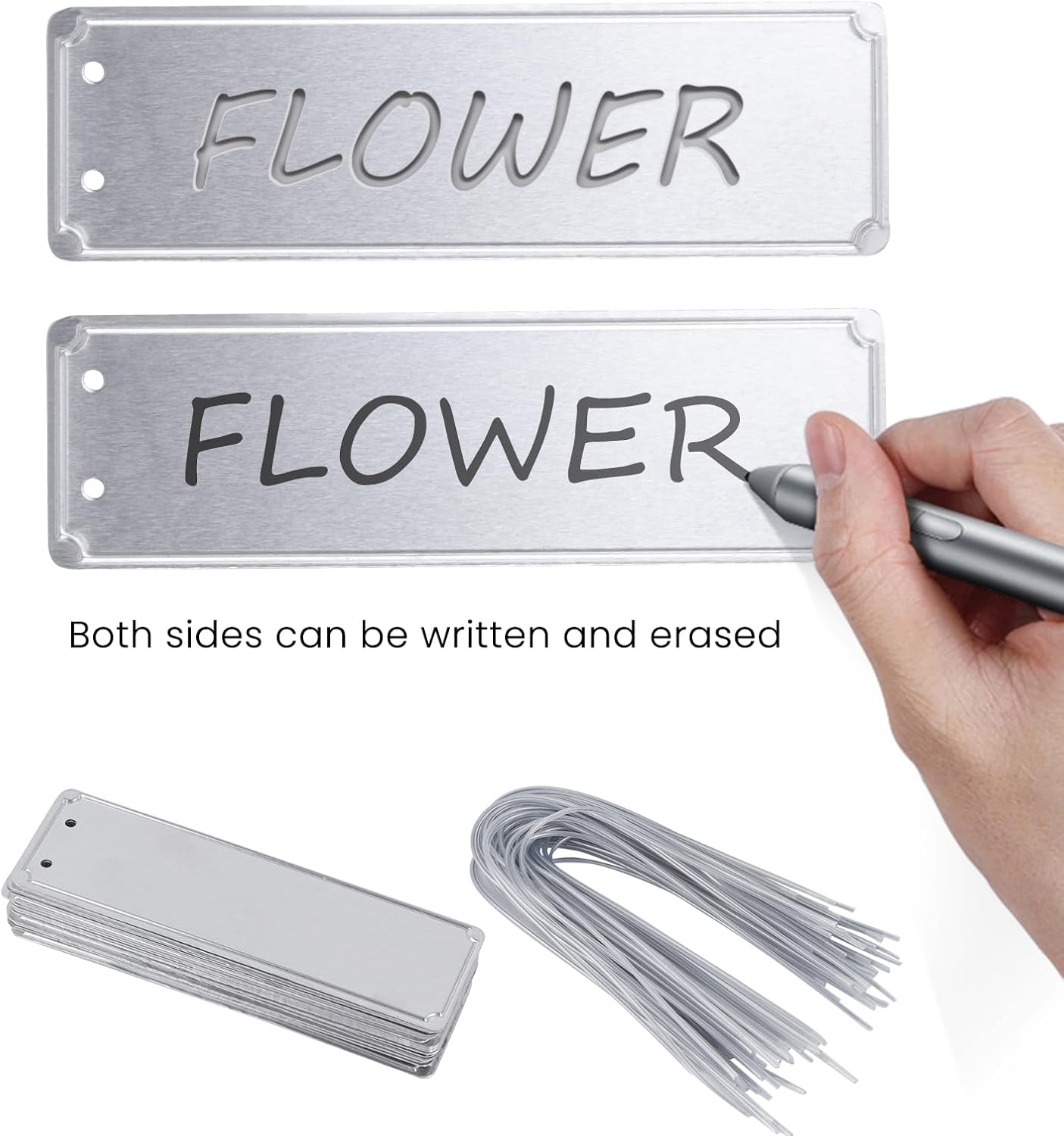 Metal Plant Labels, Aluminum Plant Tags, Aluminum Plant Label for Seedlings Garden Tree, Double Sided Write on Labels for Outdoor, Waterproof Metal Tags（50 Pcs）