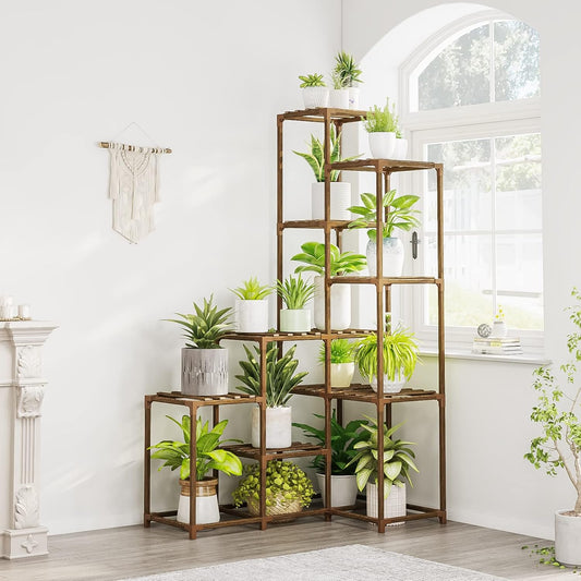 Bamworld Plant Stands Indoor Outdoor Corner Shelf Plant Shelves Indoor Plant Holder for Living Room Corner Stand Plant Rack Indoor Multiple Plants Patio Balcony Garden 05D