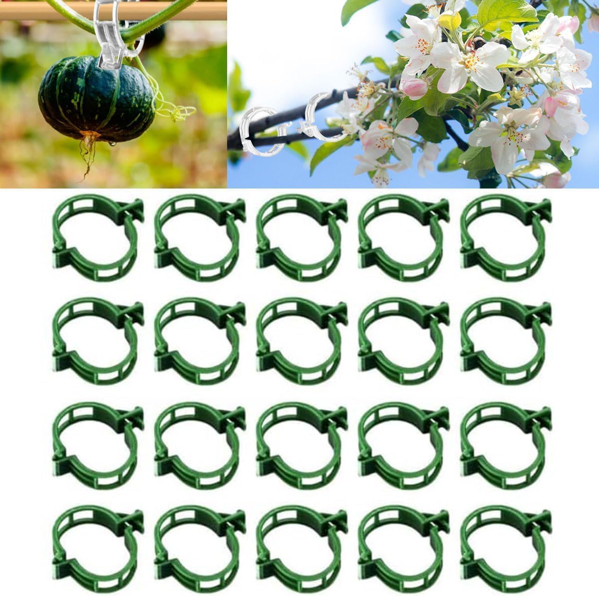 Plant Support Clips Reusable Garden Clips, Secured Plastic Plant Clips, Tomato Support Clips for String Trellis for Climbing Plants Outdoor Indoor Plant Flowers Stem Vine Fixing Clips (300, Green)