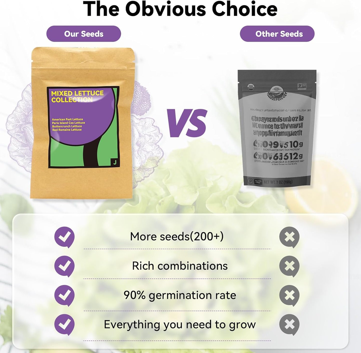 inbloom Salad Romaine Lettuce Seed Pod Kit for AeroGarden, Ahopegarden Hydroponics Growing System, 12-Pods (350+ Seeds, Include American Fast Lettuce, Parris Island Lettuce, Butter Lettuce)