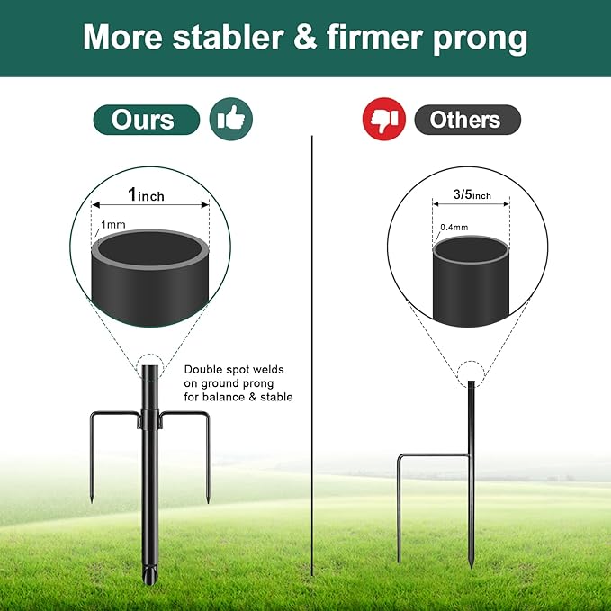 Barcetine 4-Pack Ground Flag Pole Kit - 8.5FT Tangle Free with Anti-Tip Stand Prong -1 inch Heavy Duty Portable Inground Flag Holder for Yard Garden Outdoor, Bonus 3x5 US Flag, Black