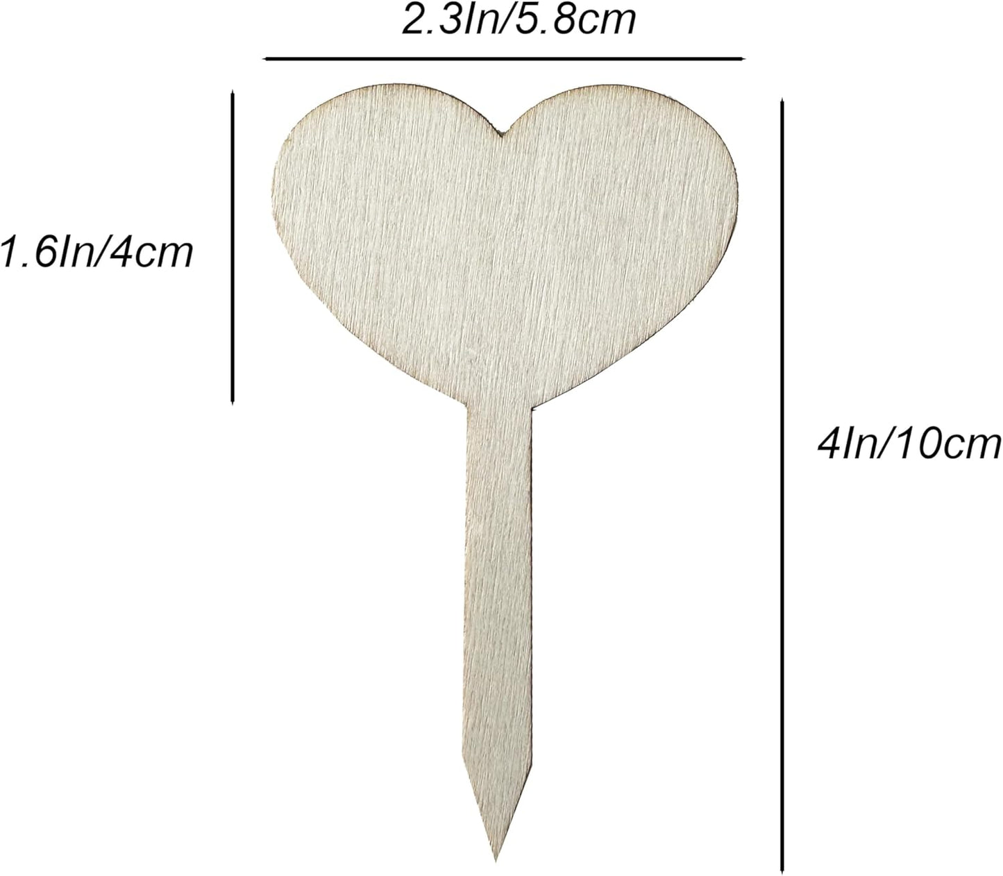 100 Pcs Wood Plant Labels, Natural Wooden Plant Marker Garden Sign Tags, T-Type Garden Markers for Succulents, Herbs, Seedlings, Potted, Flowers, Vegetables (Heart)