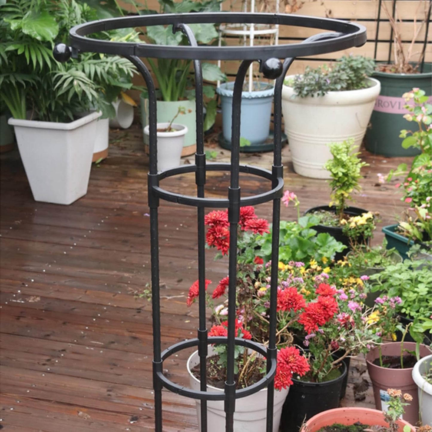BestAlice Garden Obelisk Trellis for Climbing Plants, 73 Inch Tower Obelisk Garden Trellis, Vertical Metal Umbrella Trellis Tower with PE Coated, Black Lightweight Plant Tower for Indoor Outdoor Use
