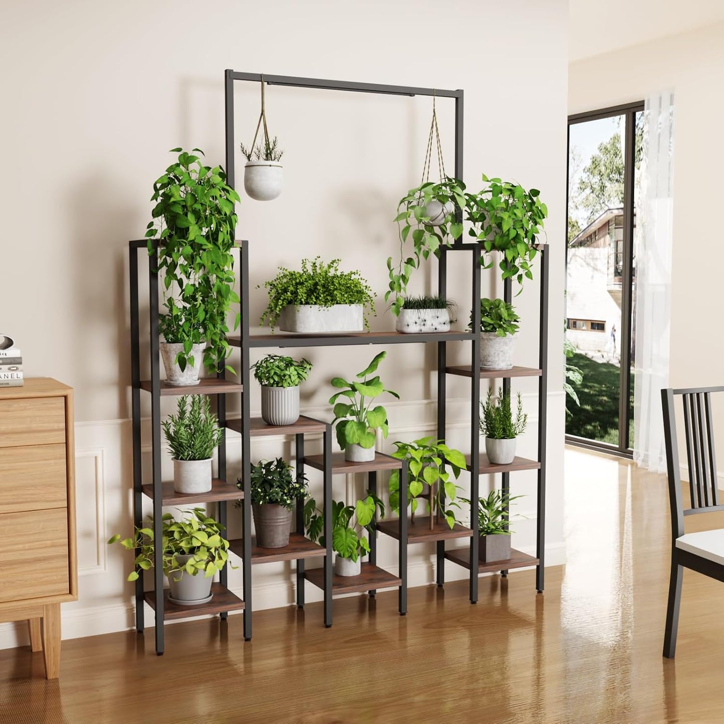 Plant Stand Indoor with Grow Light-14 Tiered Metal Plant Stand, 61.5" Tall Metal Plant Shelf for Multiple Plants, Large Plant Rack with Grow Lights, Sturdy Corner Flower Holder for Living Room Decor