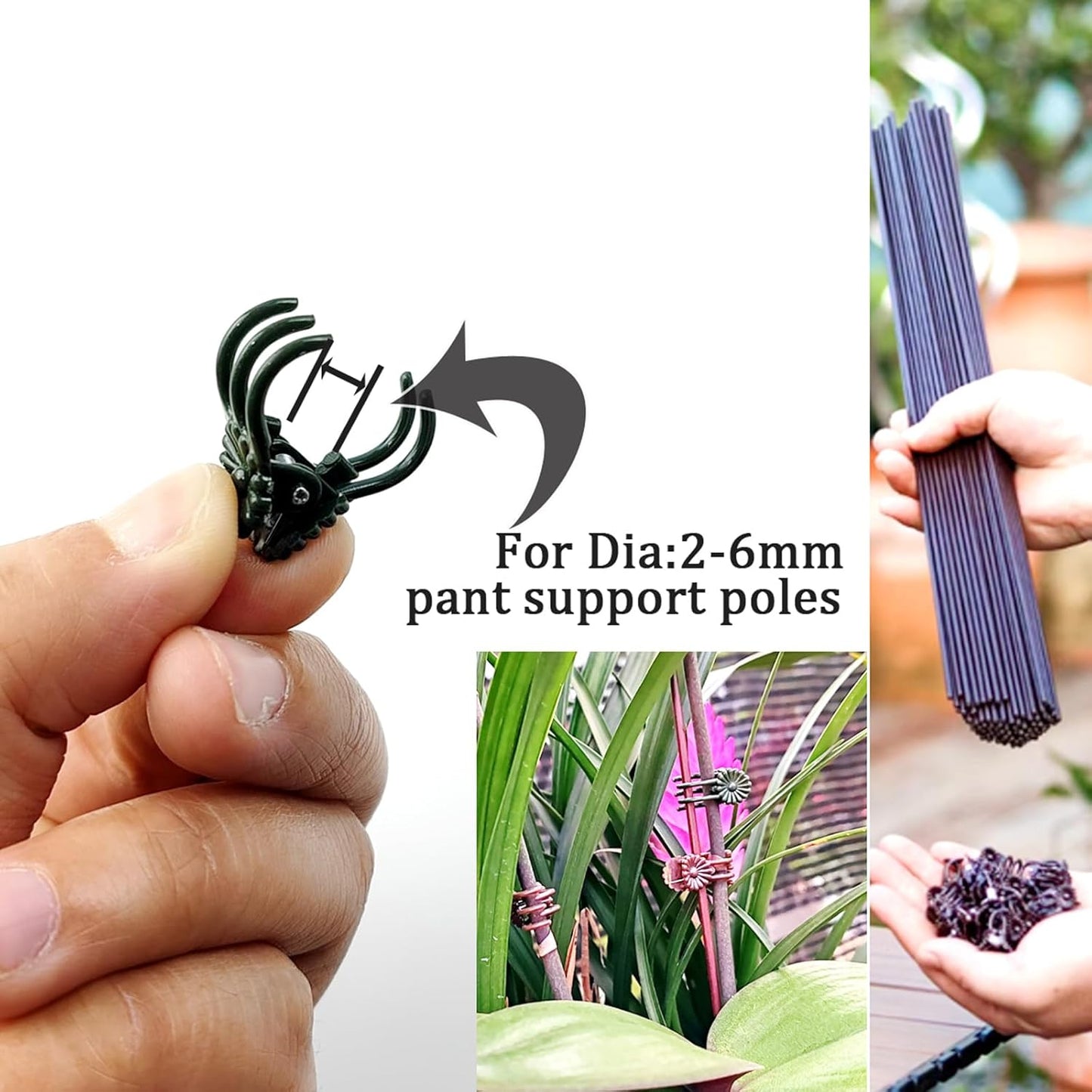 RONYOUNG 200PCS Plant Clips, Orchid Clips Plant Orchid Support Clips Flower and Vine Clips for Supporting Stems Vines Grow Upright Dark Green