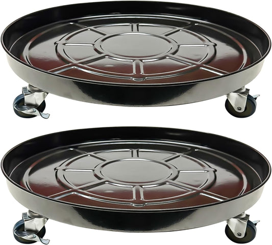 Choclaif Plant Caddy with Wheels, 2 Pack Black Heavy Duty Plant Stand with Universal Wheels, Round Pot Trolley for Indoor Outdoor (20)