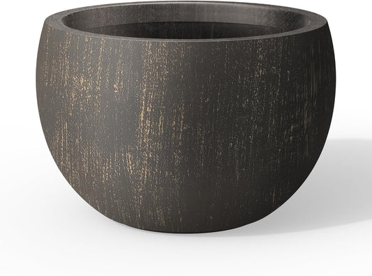 Kante 19.9" Dia Round Concrete Planter, Outdoor/Indoor Large Bowl Plant Pots with Drainage Hole and Rubber Plug for Garden Patio Balcony Home, Oil Rubbed Bronze