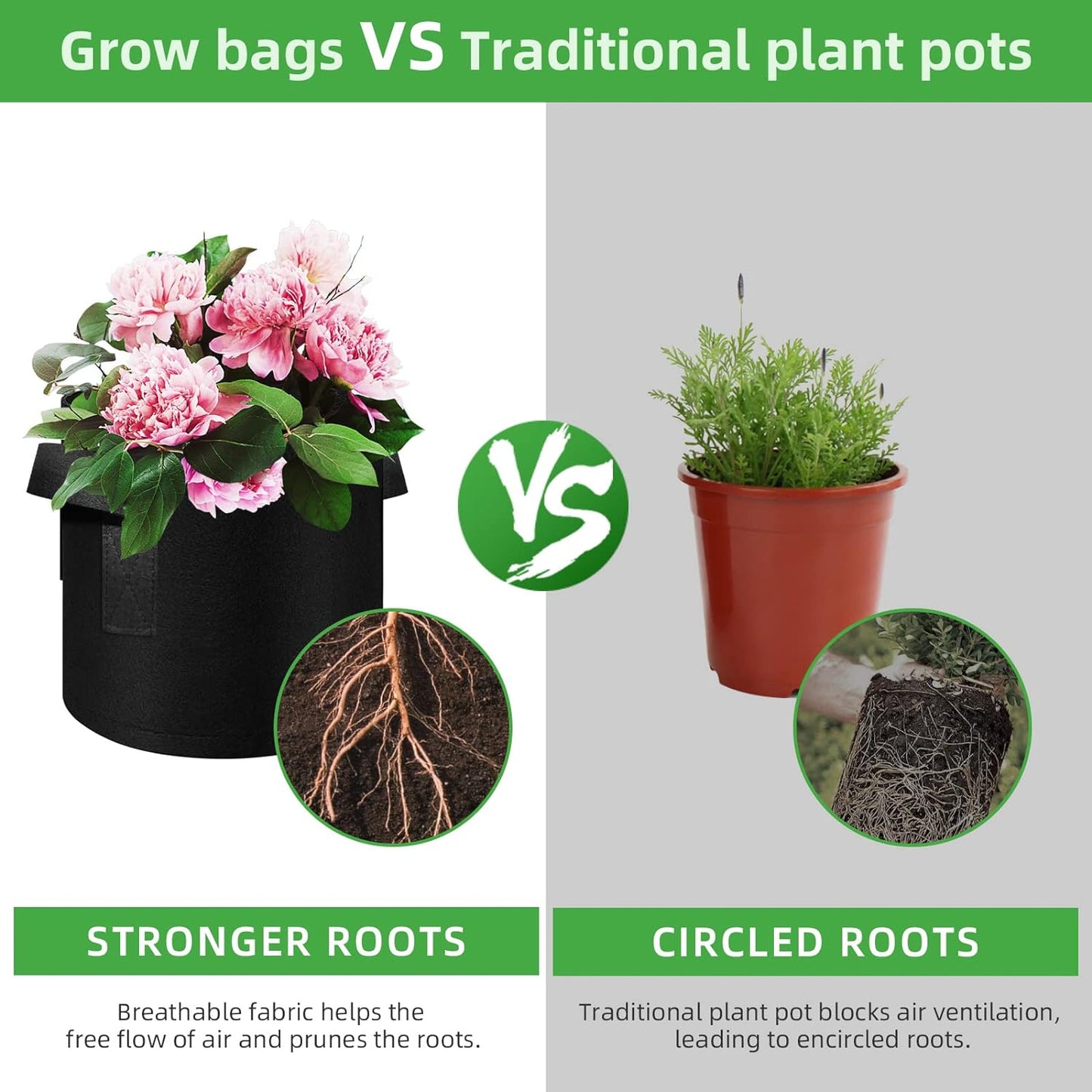 12-Pack 15 Gallon Plant Grow Bags, Thickened Nonwoven Flower Pots with Handles, Vegetable Planter Bags Containers, Cloth Planters for Garden Vegetable/Flower/Plant/Fruits Outdoor (Black)