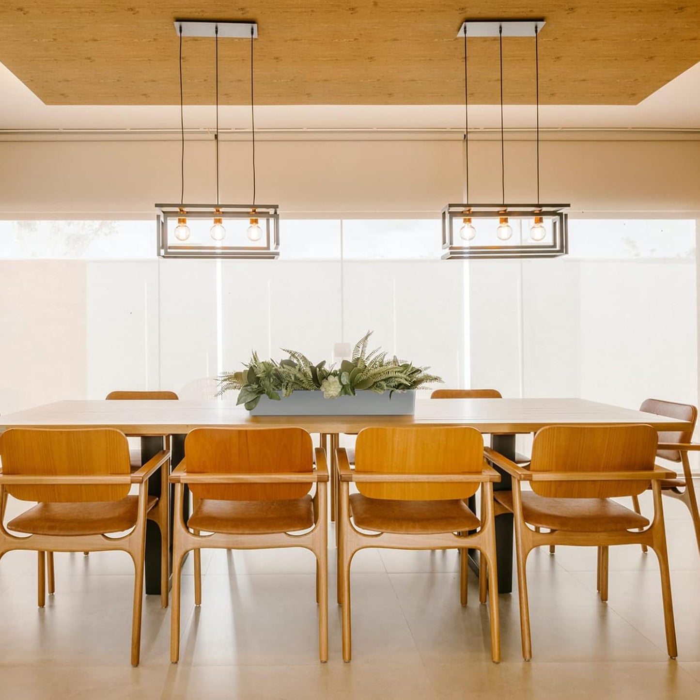 17" Large Stainless Steel Planter Box with Drain Holes and Water Reservoir, Rectangle Succulent Trough Planter Pot for Indoor Outdoor Windowsill, Table Decor (Brushed Nickel)