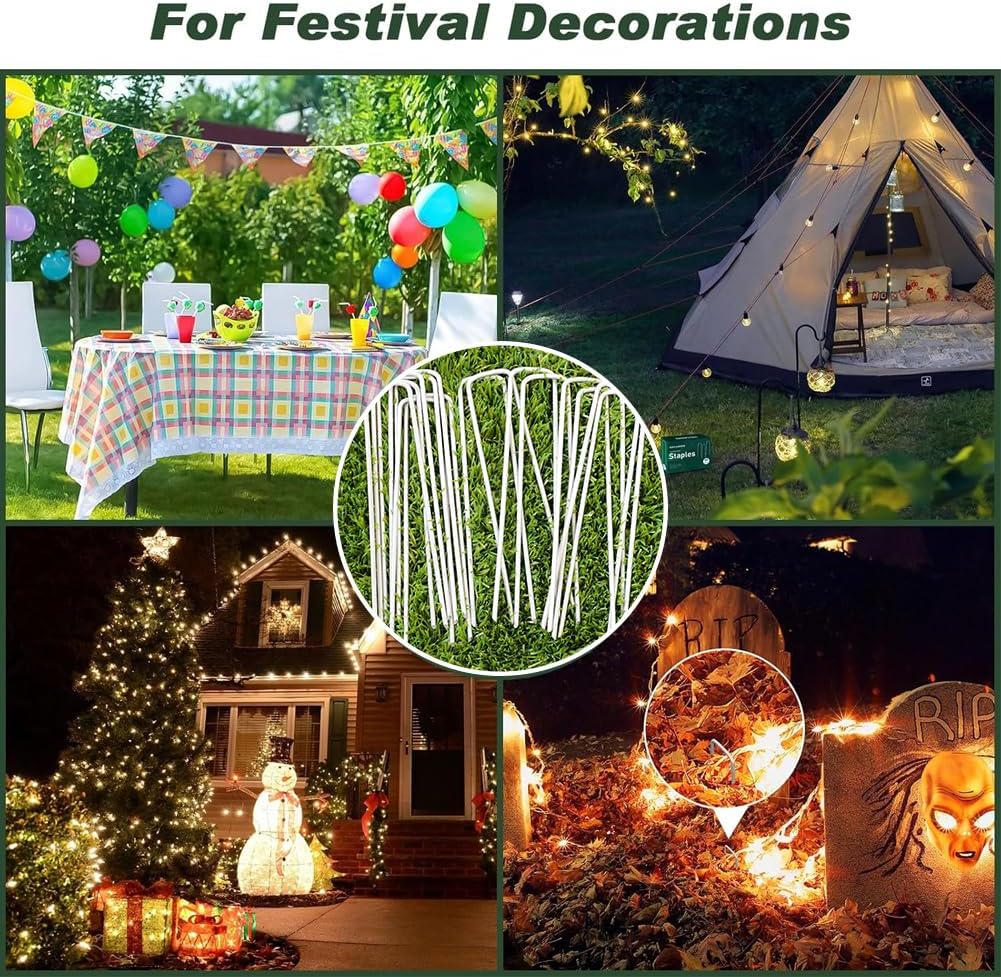 Petgrow 6 Inch Garden Stakes Galvanized Landscape Staples,U-Type Turf Staples for Artificial Grass, Rust Proof Sod Pins Stakes for Securing Fences Weed Barrier, Outdoor Wires Cords Tents Tarps