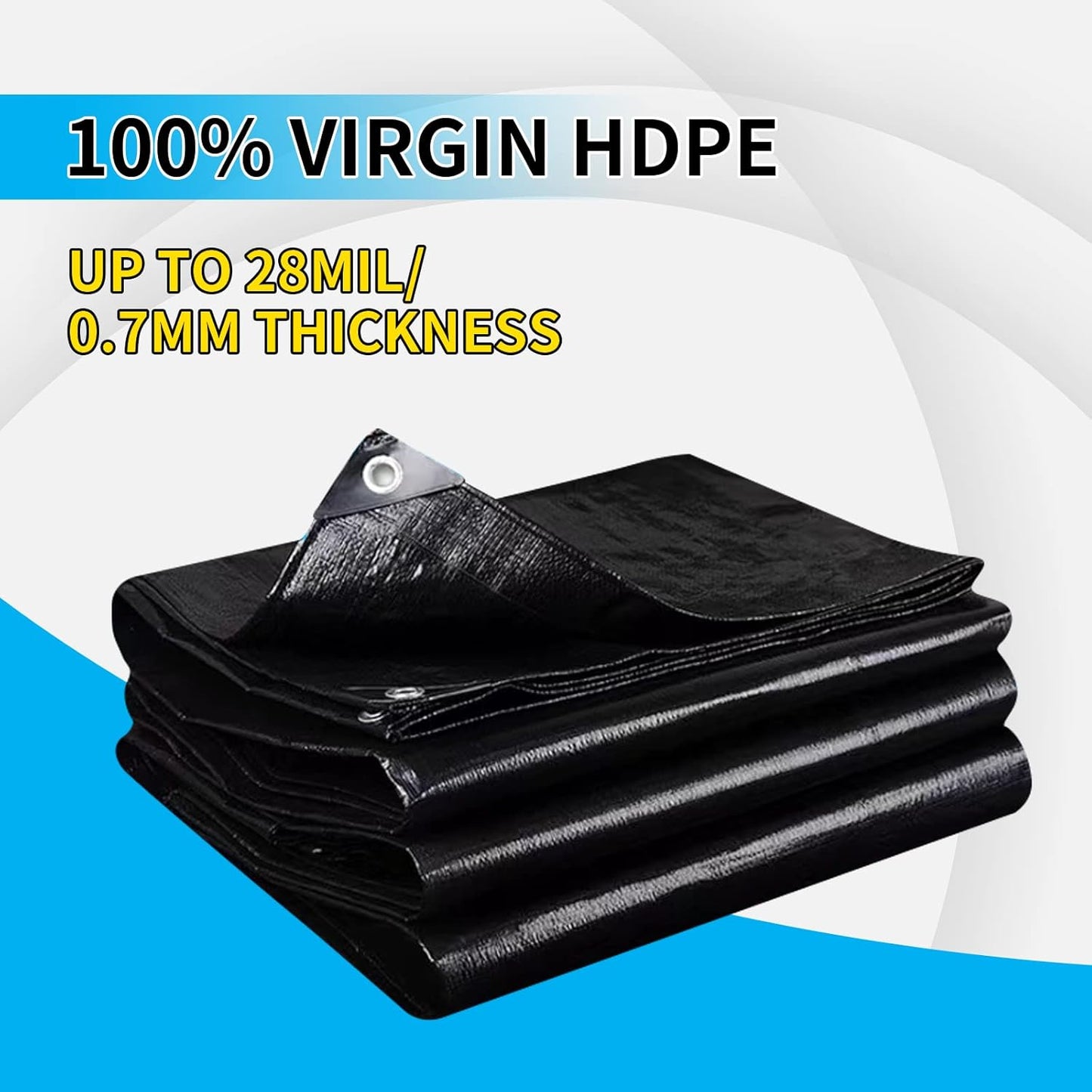 25X25FT Reinforced PE Pond Liner, 28Mil Thickness Pond Liners for Outdoor Ponds, Hemmed Edge with Buttonholes Liners for KOI/Fish, Duck Pond and Waterscape.