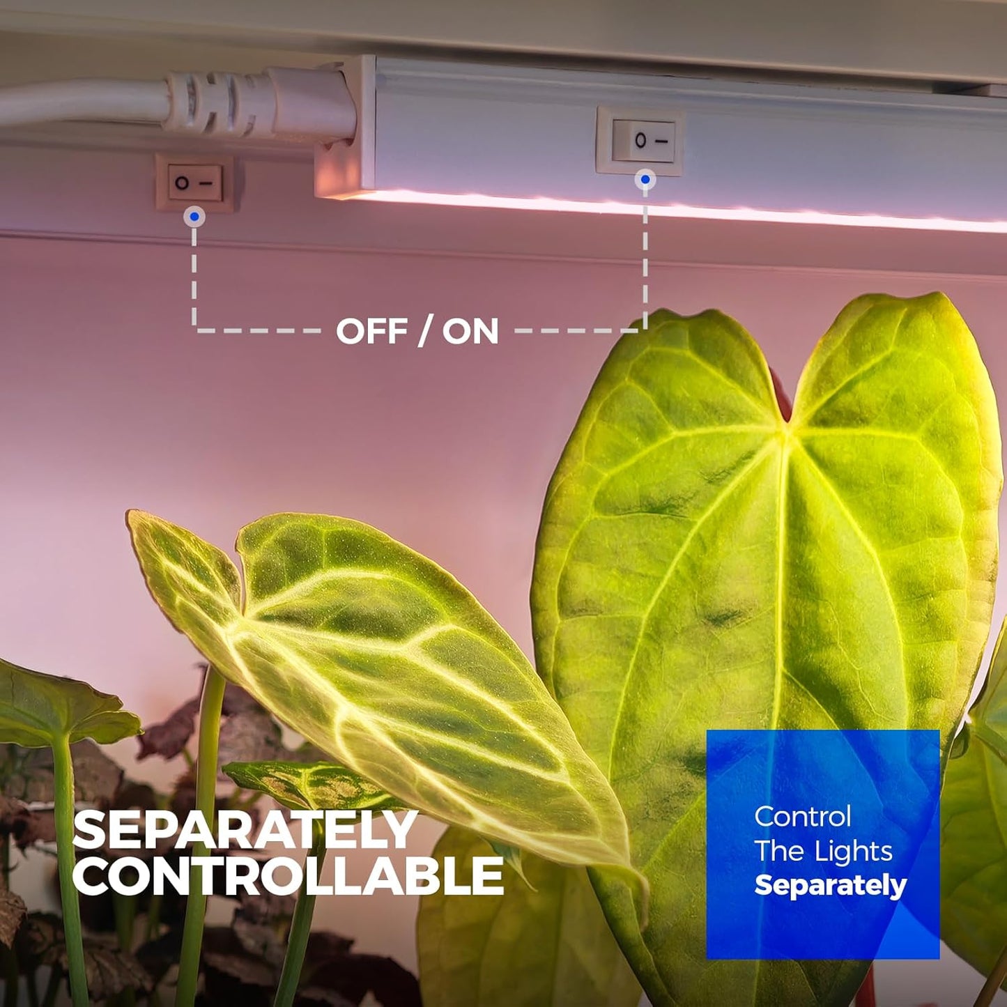 Barrina T5 Grow Light, Full Spectrum LED Grow Lights for Indoor Plants, 3ft 128W (8 x 16W, 800W Equivalent) Plant Light, Grow Lights for Seed Starting, Plug and Play, Pinkish White, 8-Pack