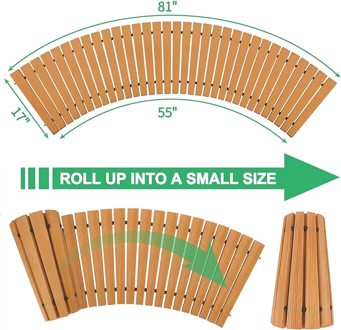 RELIANCER 6' Wooden Garden Pathway,Outdoor Roll Out Cedar Curved Walkway,Patio Path Decorative Garden Boardwalk Walkways,Weather-Resistant Roll Up Beach Wood Road Floor,Wedding Party Pathways
