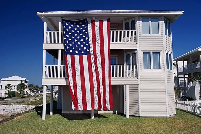 Homissor American Flag 15x25 Ft Large US Flags USA Giant United State Flag Heavy Duty Outdoor Embroidered Stars for All Weather High Wind Sewn Stripes With Brass Grommets