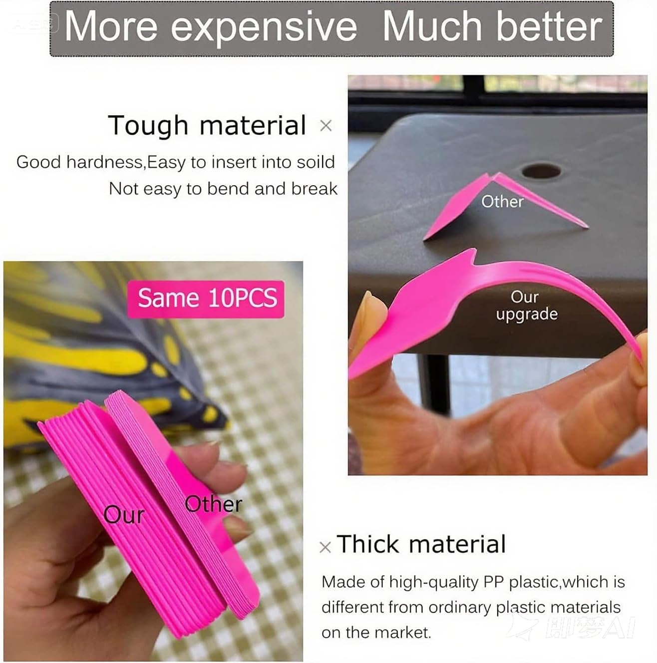 100 Pcs Waterproof Pink Durable Plastic Plant Outdoor Garden Labels Nursery Markers T-Type Thick Tags Re-Usable for Vegetables Seedlings