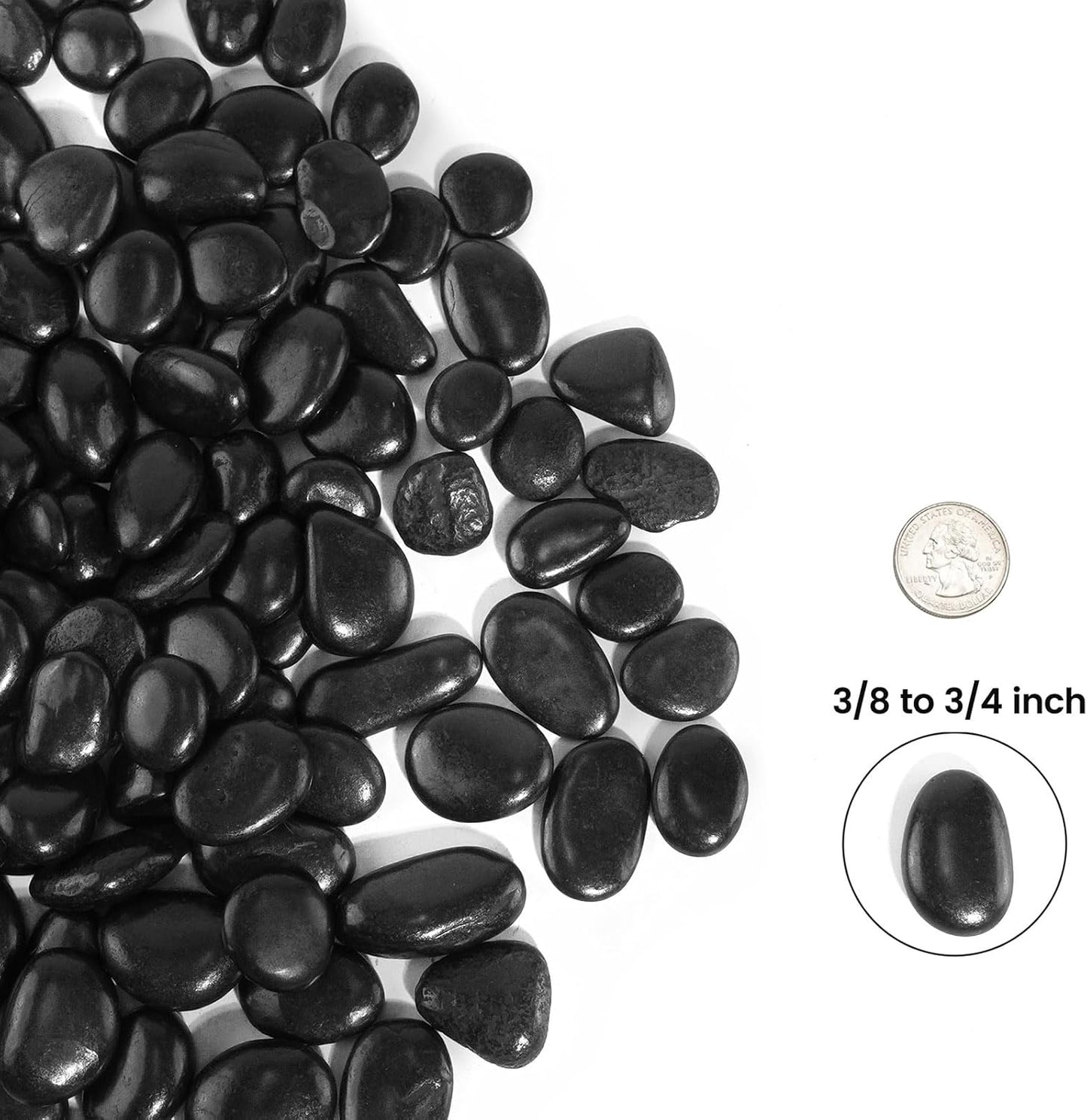 Stonecreek 24 LBS River Rocks (2 x 12 LBS Bags) – Natural Polished Decorative Pebbles, Garden Landscaping Stones for Planters, Vase Fillers, Succulent Pots, Fish Tanks & Terrariums, Black Medium