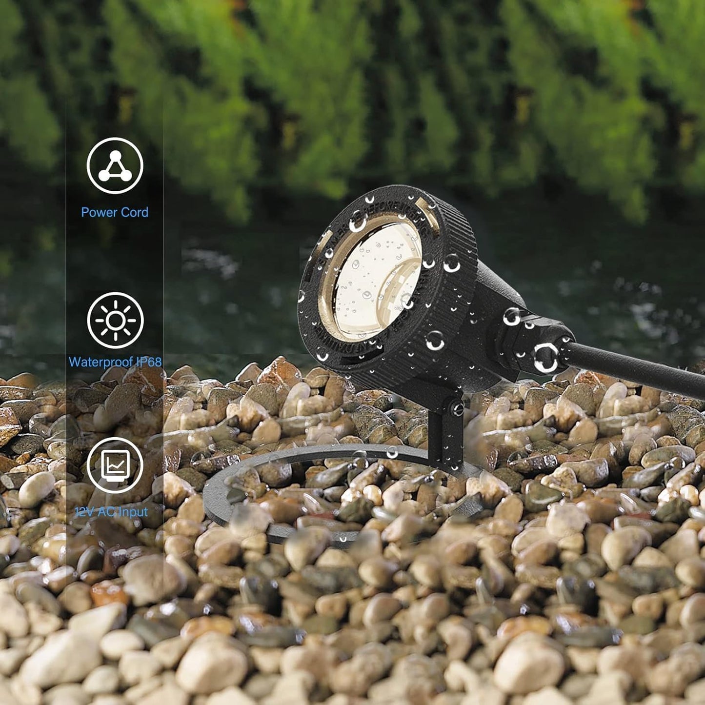 GOODSMANN Landscape Lights 4PK Low Voltage Pond Lights Led Underwater 12V AC Underwater Lights for Fountain Warm White 5.4W 135 Lumen Submersible Led Lights Work with Low Voltage Transformers