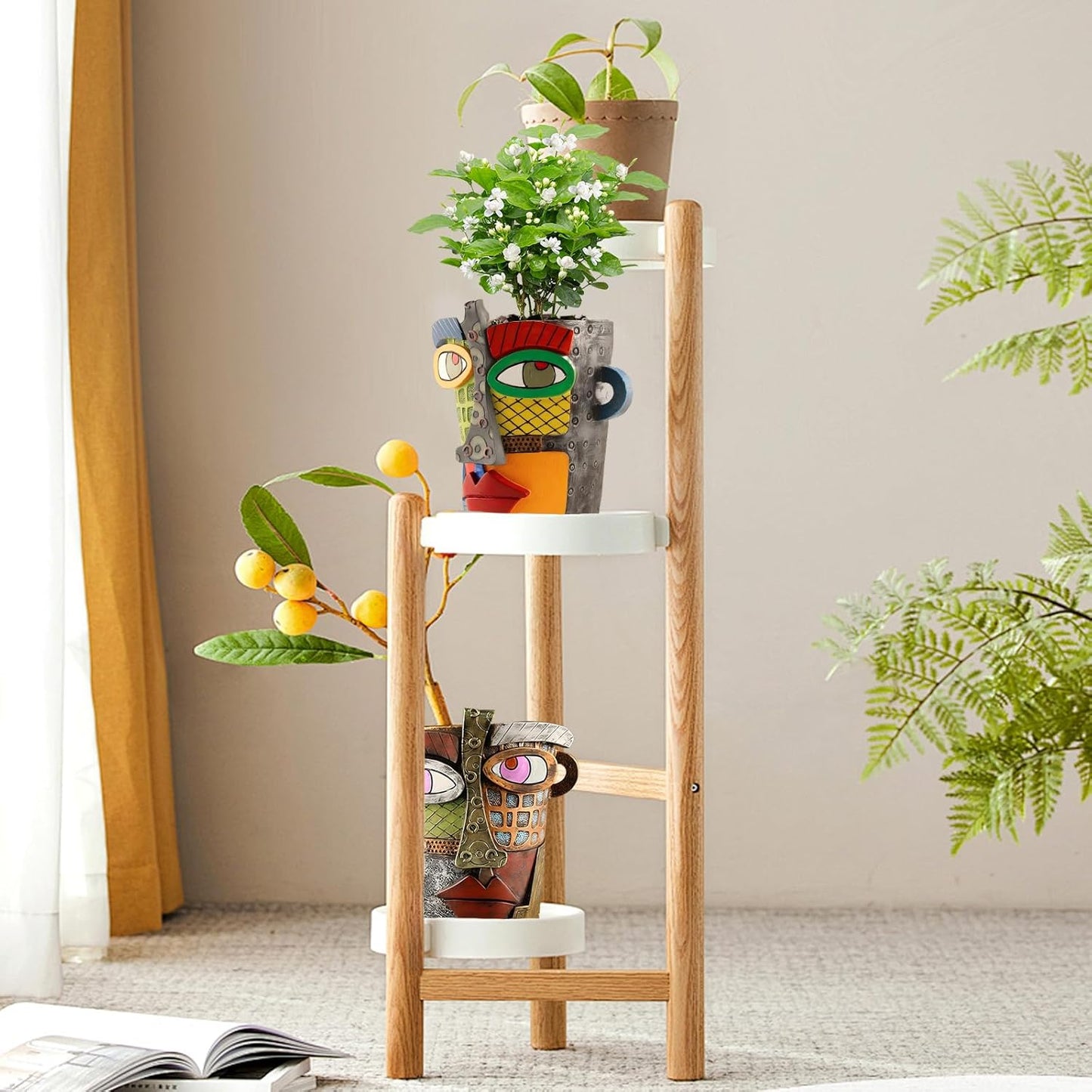 Brutalist Abstract Face Planters Pots Head, Unique Abstract Flower Pot, Funny Planters Decoration Flower Resin Face Flower Pot for Indoor and Outdoor Plants Colorful Funny Room Decor (Retro)