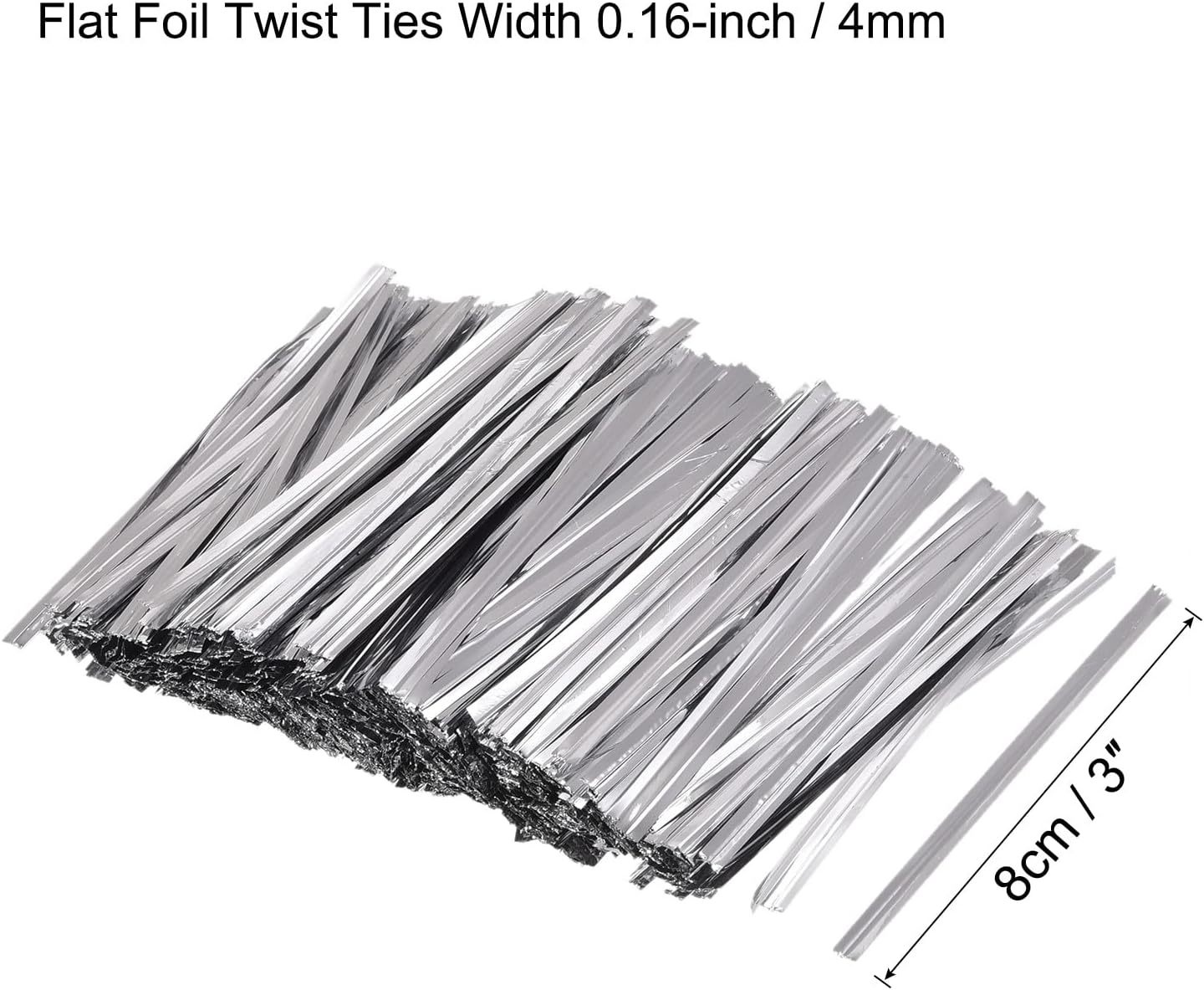 MECCANIXITY Foil Twist Ties 3" 8cm Metallic Plastic Closure Tie for Tying Bread, Candy, Cookies, Gift Bags Arts Crafts Ties Silver Tone Pack of 750
