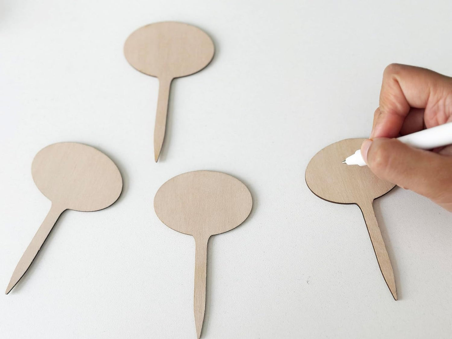 100 Pcs Wood Plant Labels, Natural Wooden Plant Marker Garden Sign Tags, T-Type Garden Markers for Succulents, Herbs, Seedlings, Potted, Flowers, Vegetables (Oval)