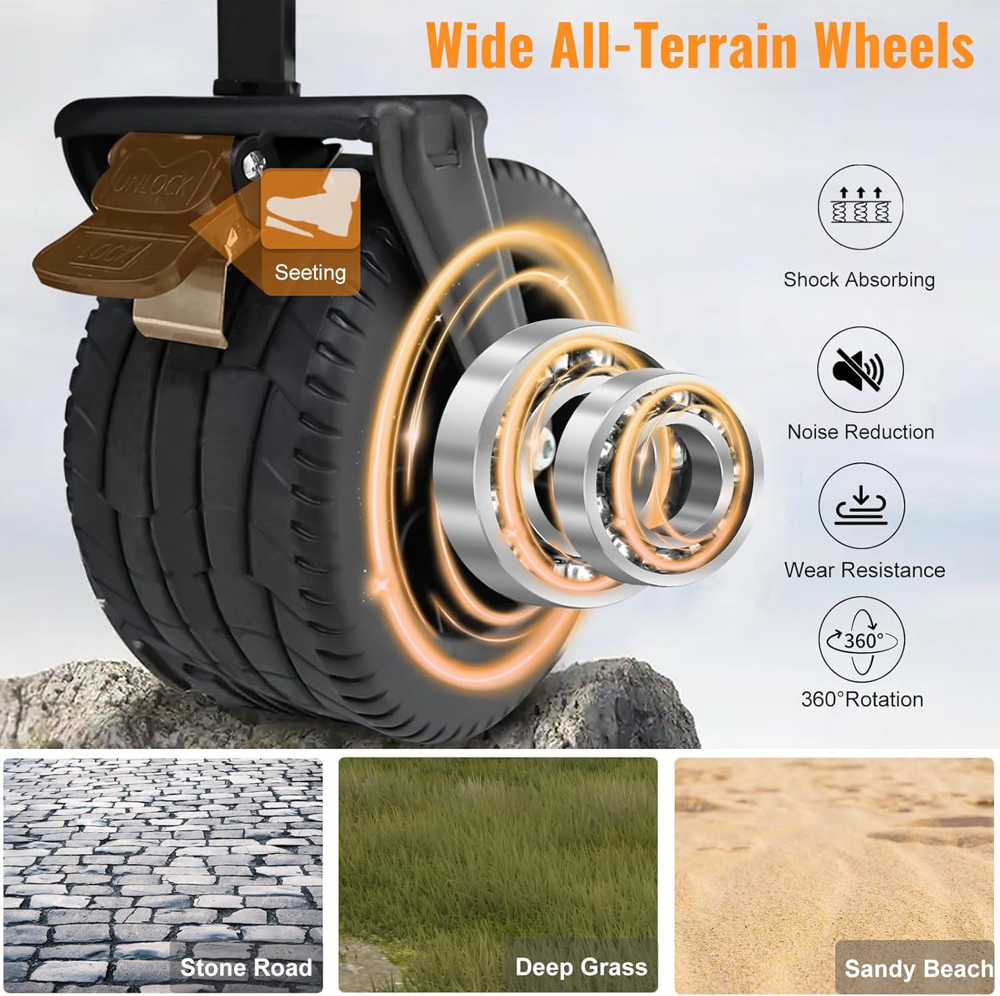 Collapsible Foldable Wagon Cart with Wheels 240L Capacity Folding Sports Wagons, 560LBS Load Large 3-in-1 Grocery Heavy Duty Carts for Sand, Beach, Camping