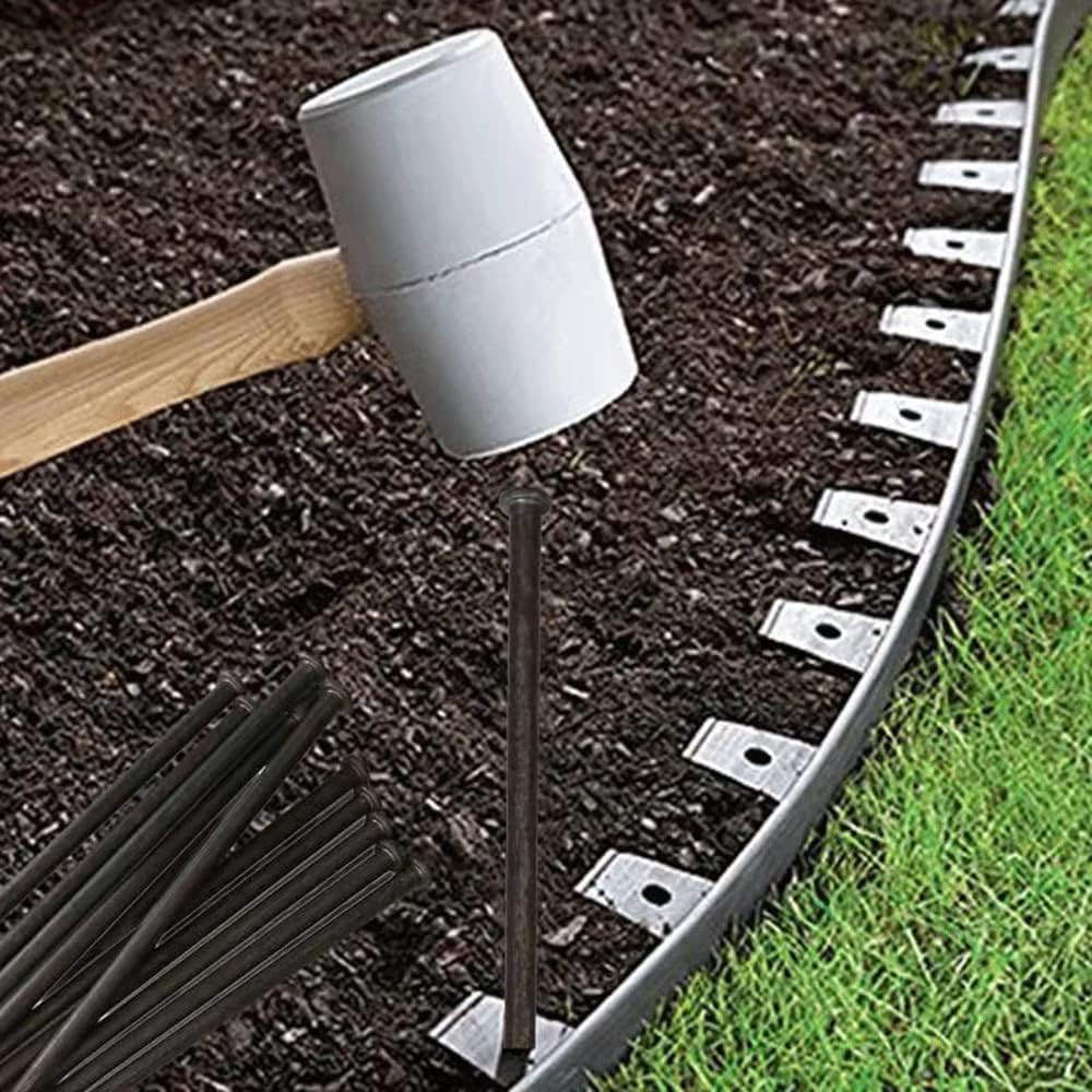 Metal Landscape Edging Anchoring Spikes, 50PCS 10 Inch Landscape Paver Edging Anchoring Spikes for Artificial Turf, Weed Barrier, Tent Spikes, Camping (50)