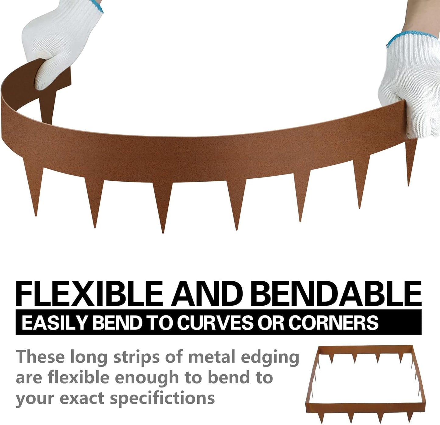 Worth Garden 6-Pack 6" H. Corten Steel Landscape Lawn Edging (20Ft Total) - Rust Patina Finish 18-Gauge Bendable Metal Strips - Hammer-in Edging Border - Buckle Connection - Yard Pathway Divider