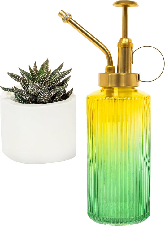 Useful Co. Yellow & Green Glass Plant Mister for inside, Mister for Plants, Plant Sprayer Mister, Decorative Plant Mister Spray Bottle with Adjustable Nozzle for indoor plants (230ml/ 7.8oz)