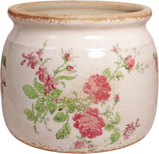 Ceramic Planters for Indoor Plants, Plant Pots with Drainage Hole, 6.29in. Flower Pots for Indoor Plants, Vintage Planters & Succulent Pots, Crackle Glaze Finish Plant Pots, Vintage Floral