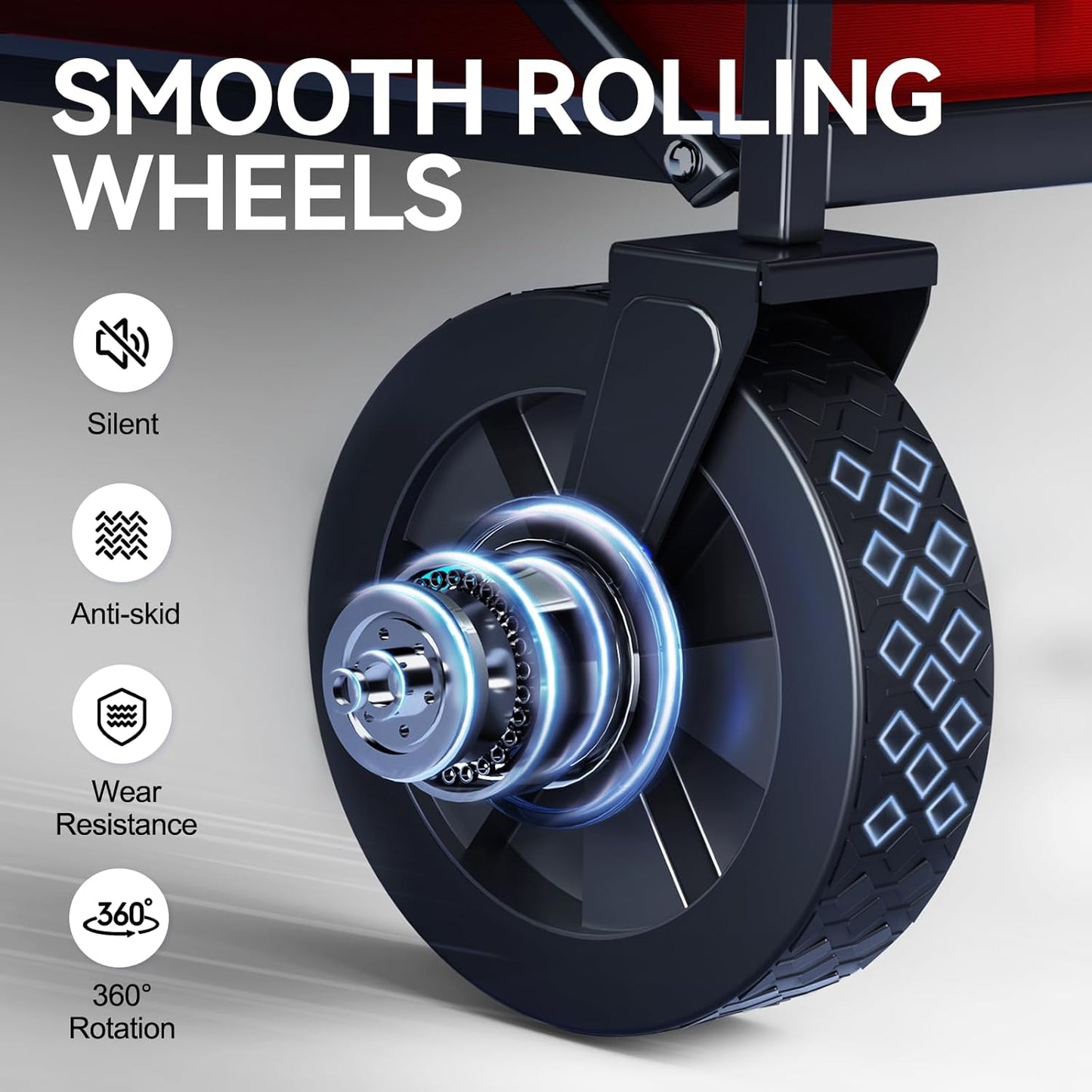 Collapsible Foldable Wagon, Foldig Cart with Wheel Heavy Duty with 180lbs Weight Capacity Lightweight Utility Camping Wagon for Groceries Garden Beach Sports Fishing (Coral Red)