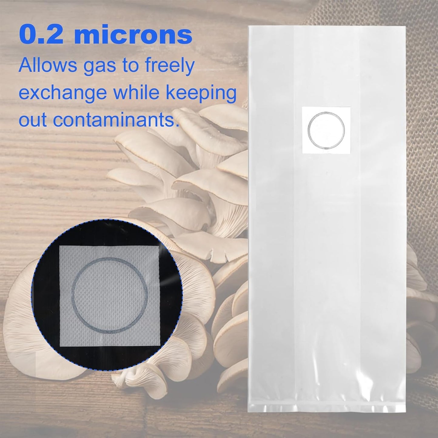 Mushroom Grow Bags with Breathable Micron Filter Patch 60 Pcs 8 X 5 X 20 with Self Healing Injection Port, 6 Mil Thick Spawn Bags, Mushroom Substrate Bags