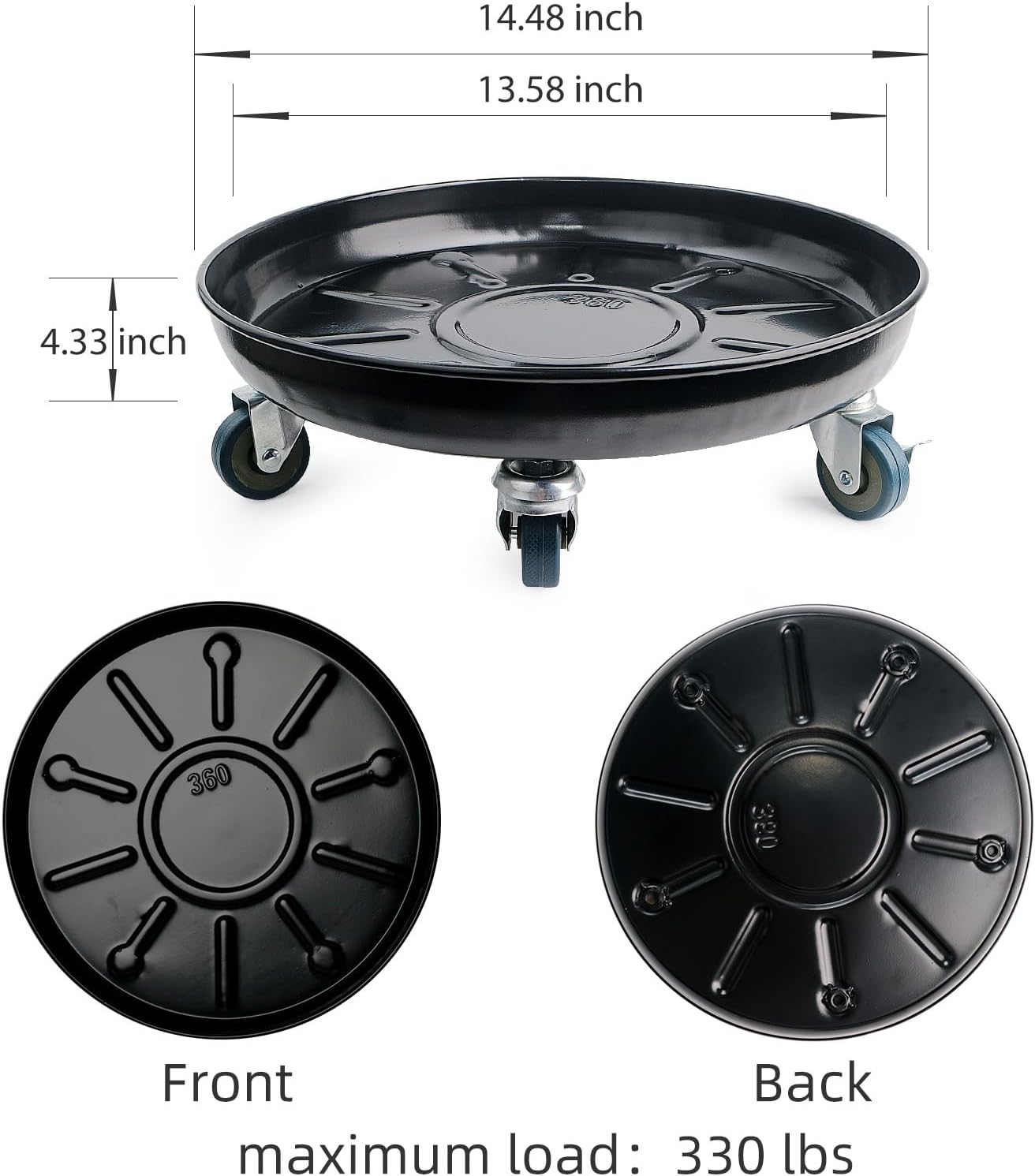 Choclaif Plant Caddy with Wheels,3 Pack Black Heavy Duty Plant Stand with Universal Wheels,Round Pot Trolley for Indoor Outdoor (14.48)