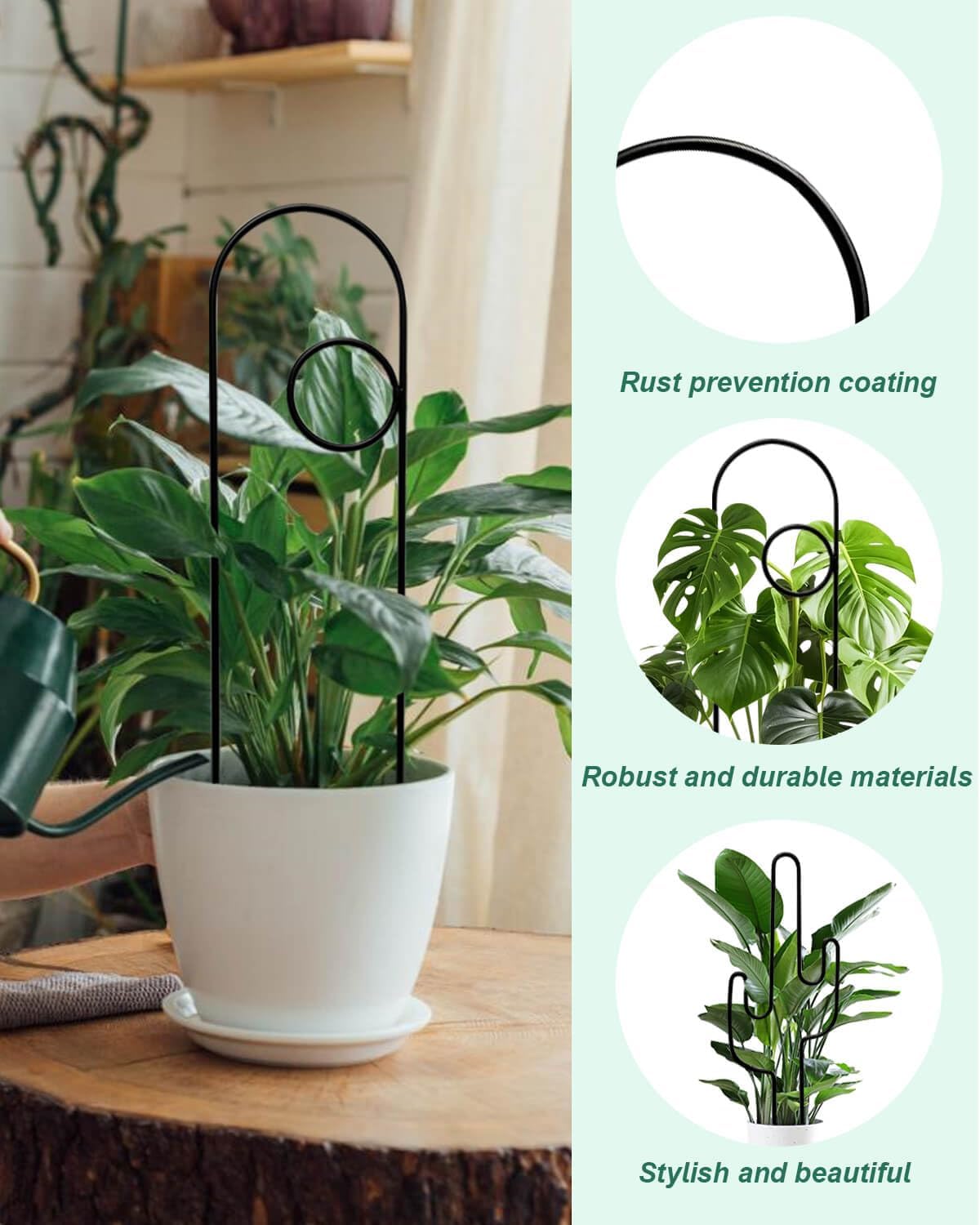 Small Plant Trellis for Climbing Plants Indoor - 13.8 Inch Trellis Indoor with Different Patterns for Vine Ivy Flower Plant Support, Metal Garden Trellis for Potted Plants, Set of 4 (Black)