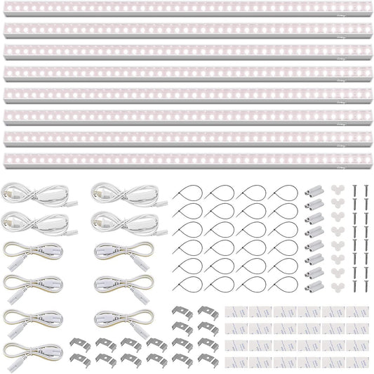 Barrina T5 Grow Lights for Indoor Plants, Full Spectrum LED Grow Light, 2FT 80W (8 x 10W), Plant Lamp for Indoor Growing, Seed Starting, Pinkish White, 8-Pack