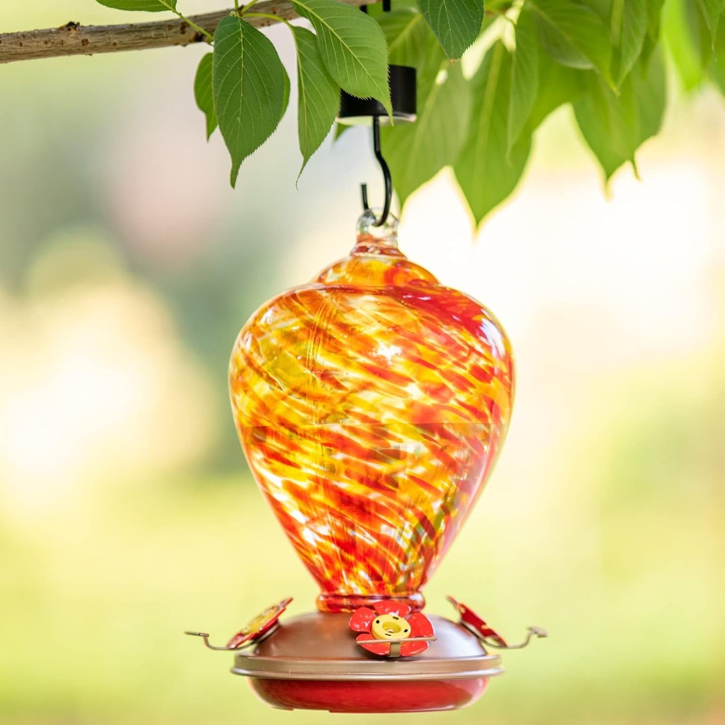 Muse Garden Hummingbird Feeders for Outdoors Hanging, Blown Glass Hummingbird Feeder, Hummingbird Gifts for Mom, Garden Backyard Decor for Outside, Unique Gifts Idea for Women, 34OZ, Daylight