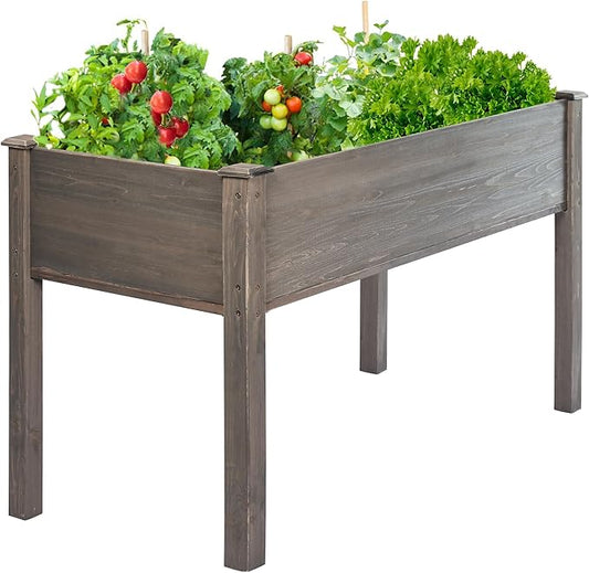 LZRS Raised Garden Bed Outdoor Planter Box with Legs for Herbs, Vegetables, Flowers, Great for Outdoor Patio, Yard and Deck, 220lb Capacity, Grey