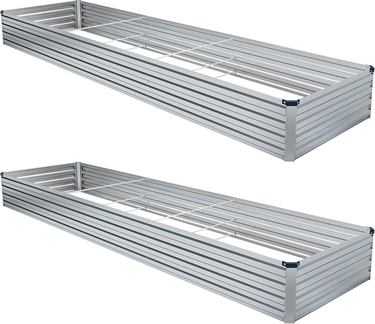 MGNO 2pcs 10x3x1FT Galvanized Raised Garden Bed-Outdoor Planter Box for Vegetables-Metal Garden Bed,Rectangle Planting Box for Herb,Flower