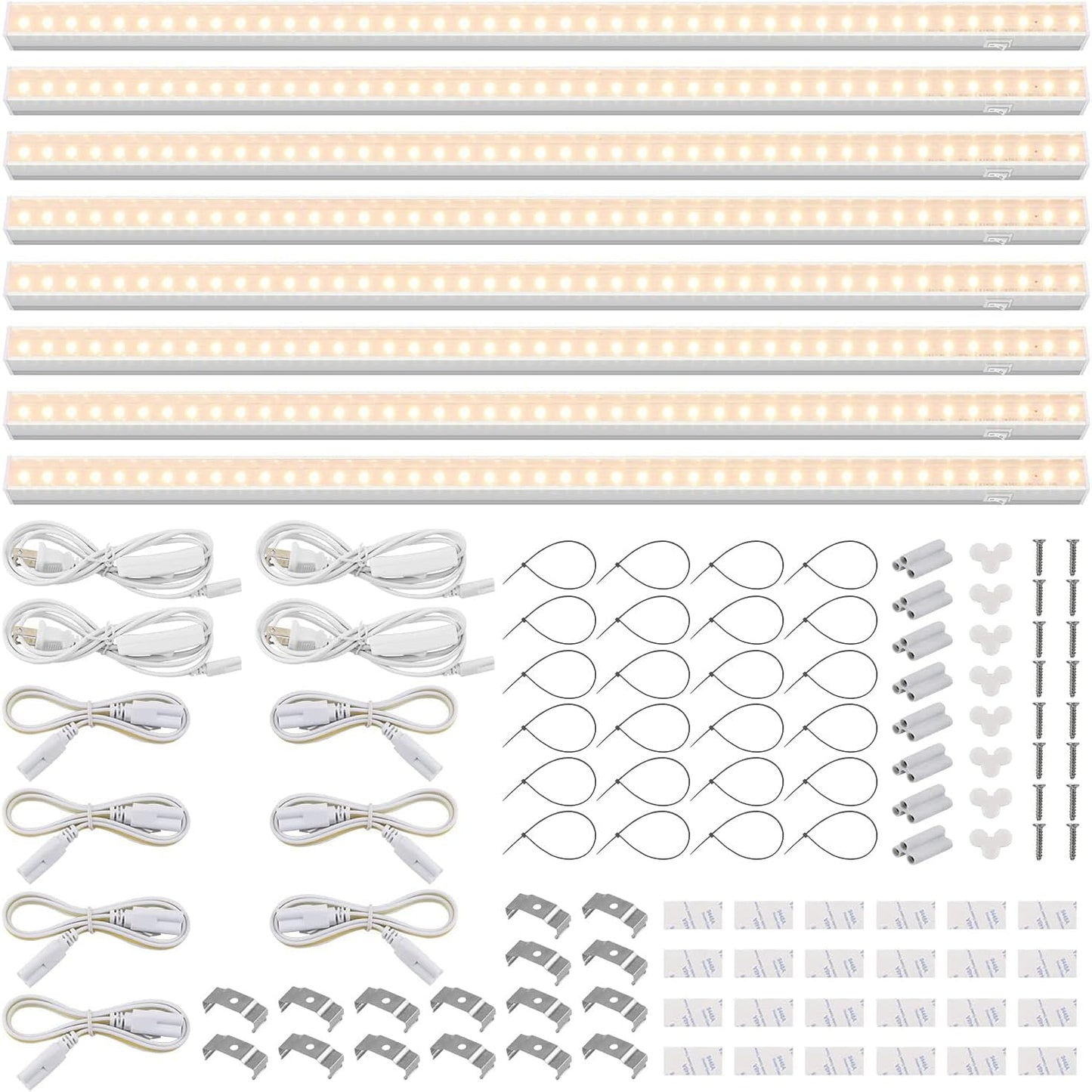 Barrina T5 Grow Lights, Full Spectrum, 2ft 80W (8 x 10W, 500W Equivalent), LED Grow Light Strip for Greenhouse, Plant Grow Shelf, Plug and Play Easy Installation, Yellow, 8-Pack