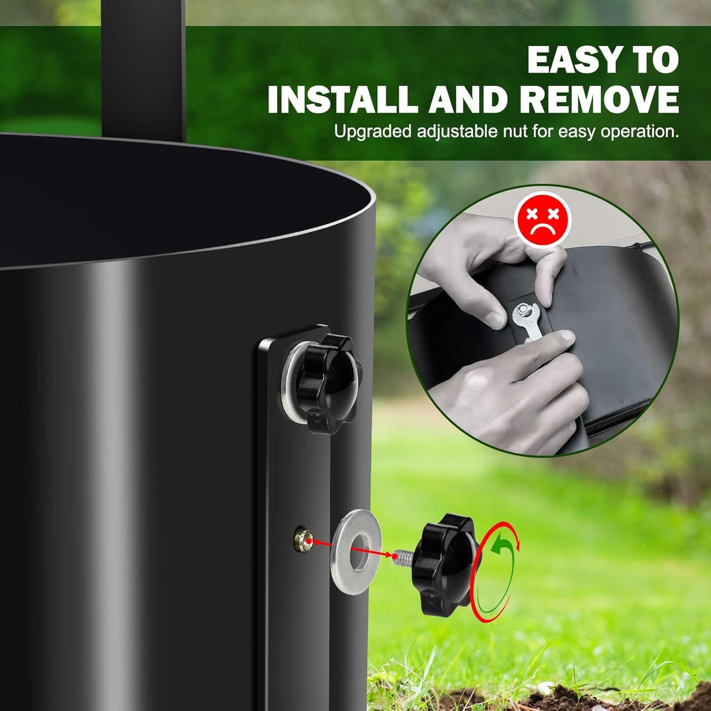 Upgraded Rotary Soil Sifter, Dirt Sifter with 4 Replaceable Garden Sieve 0.12/0.24/0.35/0.47 Inch Soil Screen, Rock Compost Bin for Garden