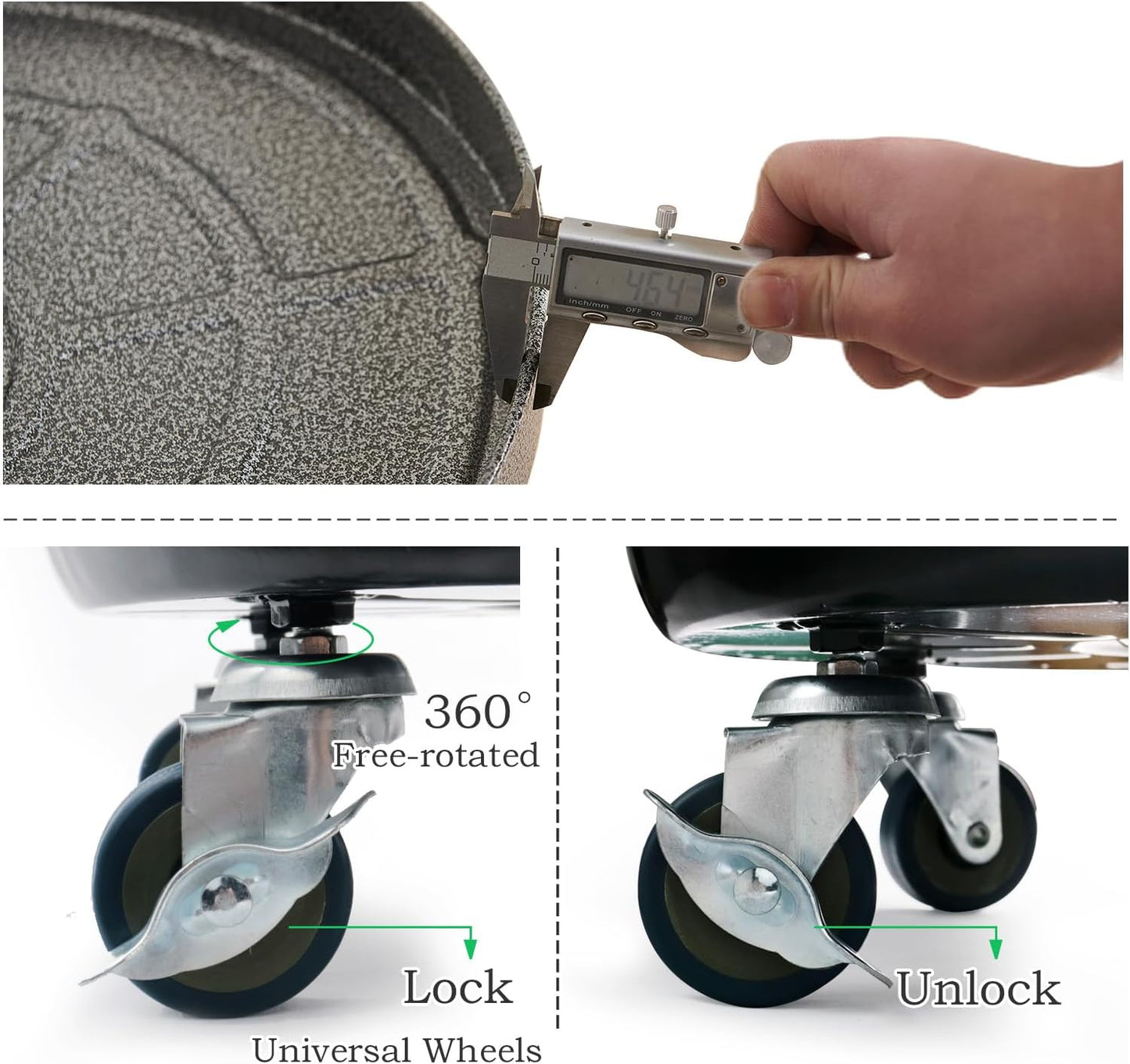 Choclaif Plant Caddy with Wheels,3 Pack Silver Heavy Duty Plant Stand with Universal Wheels,Round Pot Trolley for Indoor Outdoor 20 inch