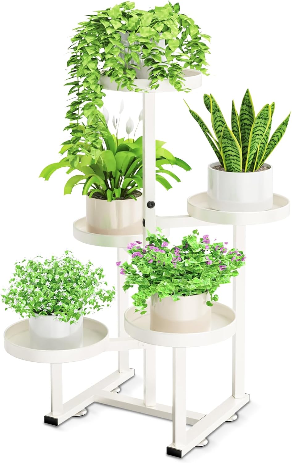 Metal Plant Stand Indoor, Corner Flower Pot Stand for Multiple Plants, 5 Tier Heavy Duty Plant Shelf for Patio Living Room Garden Balcony Office White