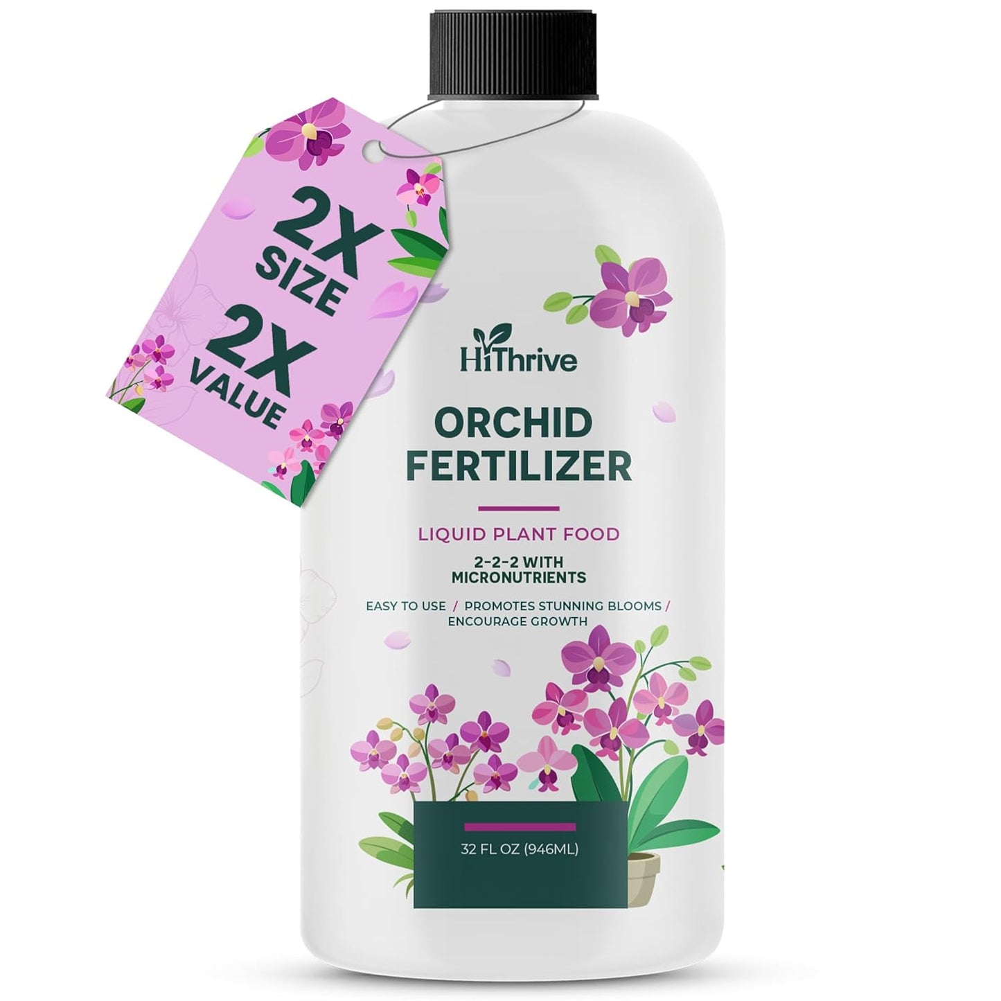 32oz Orchid Fertilizer - Makes 64 Gallons of Orchid Food, Indoor Plant Fertilizer for Orchids Indoors & Outdoors, Indoor Plant Food with Micronutrients for Vibrant Blooms and Strong Roots