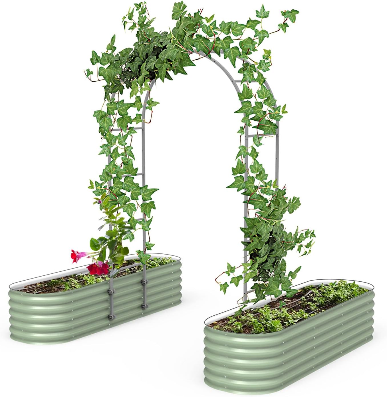 Vego Garden Modular Arched Trellis System Single Section 1.5' Long Trellis for Garden Bed 2.0’ x 3.5’(Kids Bed) and 3.5’ x 3.5’(4 in 1)