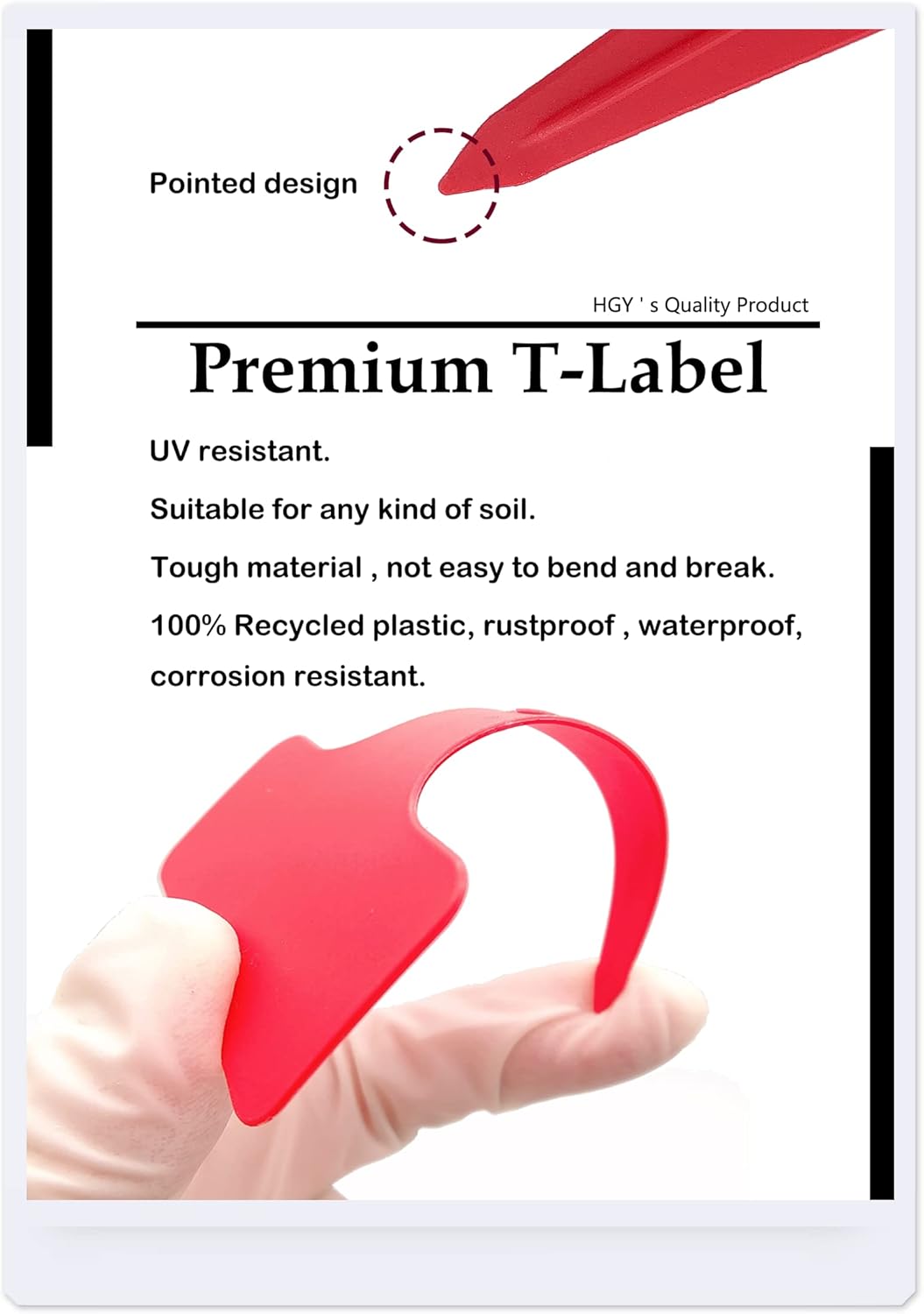 Red Thick Plant Labels Plastic Plant T-Type Tags Nursery Garden Labels 100 Pcs