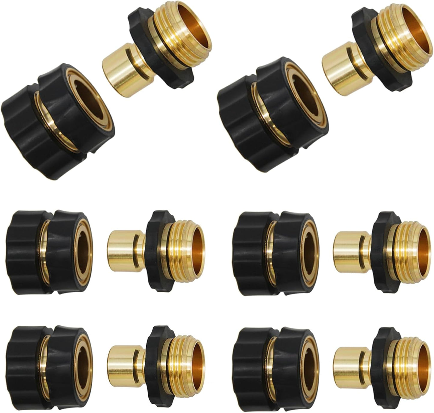 3/4 Inch Garden Hose Quick Connector Fittings, Easy Connector Fitting, Male and Female Set, (6)