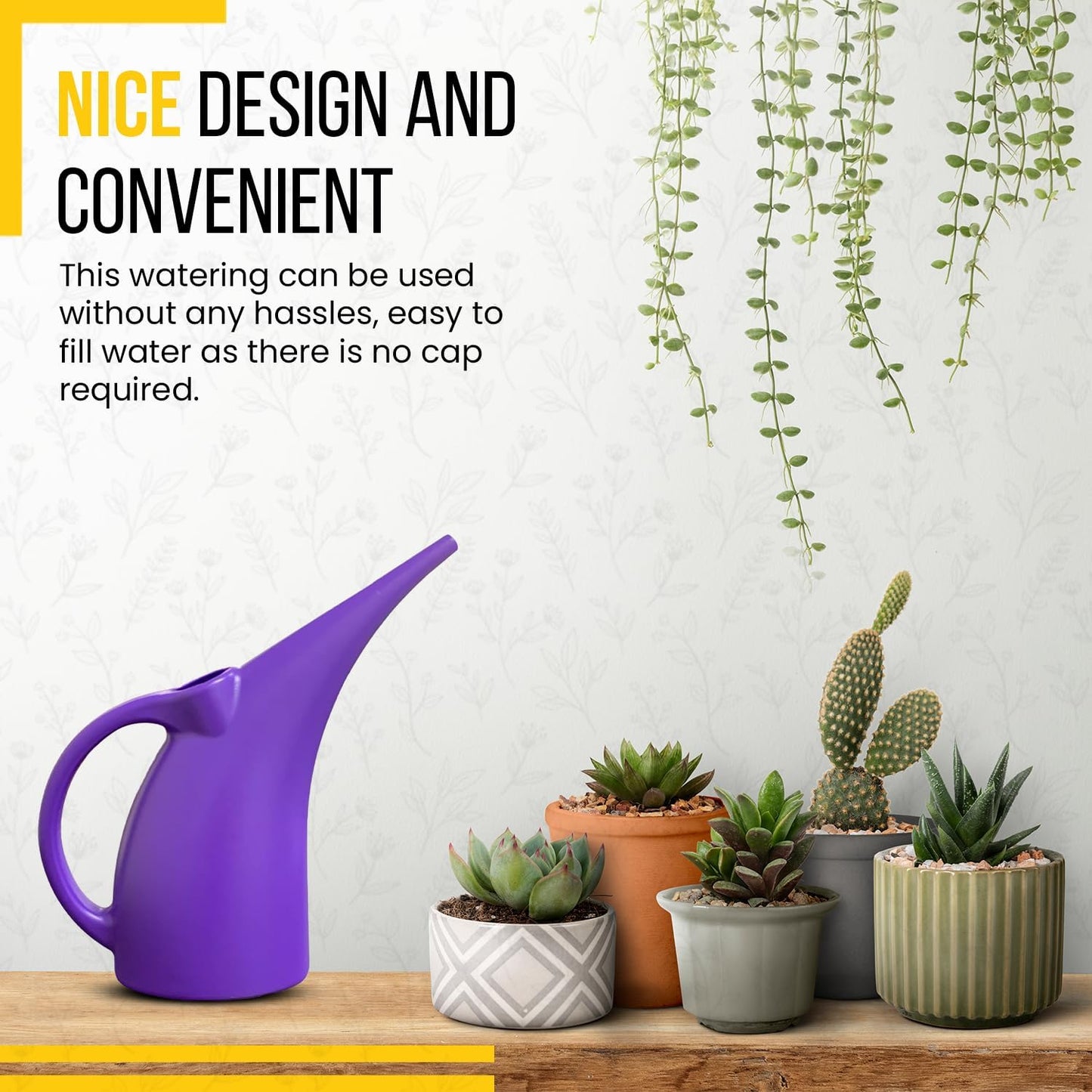 KP KOOL PRODUCTS Water Can 1/2 Gallon - Small Watering Can for Indoor Plants - Outdoor Water Can - Purple Plant Waterer - Plastic Watering Can for Garden