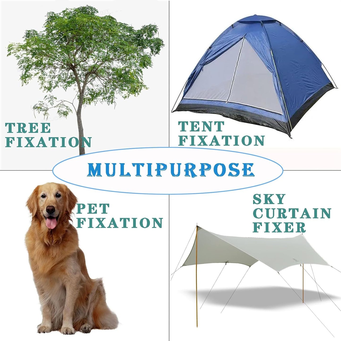 Tree Stake Kits, Tree Stakes and Supports Kits for Hurricane Protection & Bad Weather, Include 3 PCS 15.7" Heavy Duty Spiral Steel Tree Stakes, 3 PCS 15.8" Tree Straps and 3PCS 16.4FT Rope